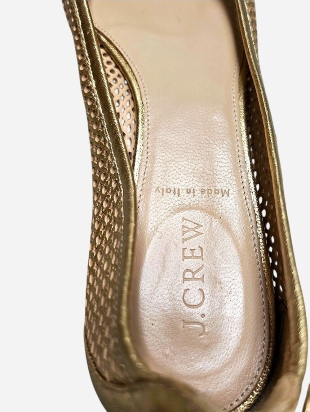 J. Crew Quorra Metallic Gold Leather Perforated Ballet Flats Made In Italy, 8.5 - Picture 9 of 11